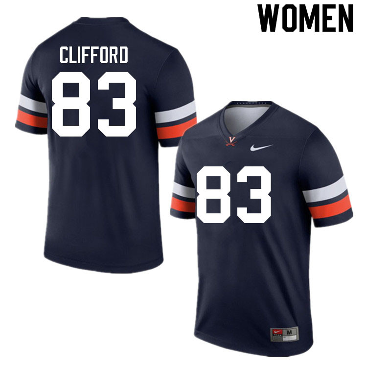 Women #83 Josh Clifford Virginia Cavaliers College Football Jerseys Sale-Navy - Click Image to Close